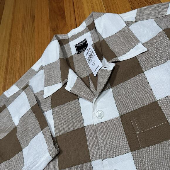 NWT Todd Snyder Oversized Check Relaxed Camp Collar Size Medium Brown New $178 - Picture 3 of 7